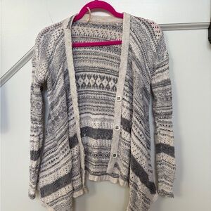 Free People Gray and Cream Cardigan Sweater